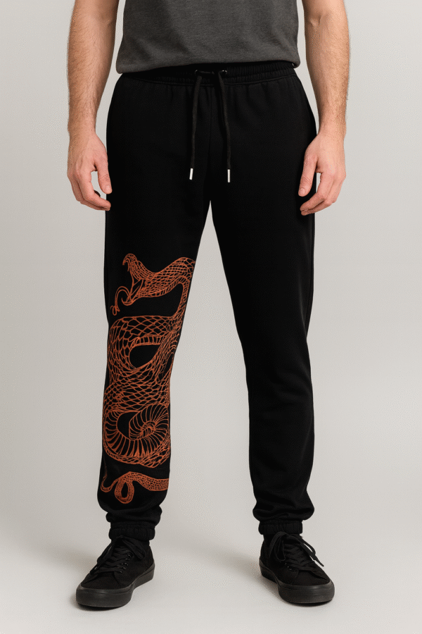Black Joggers with Snake Print
